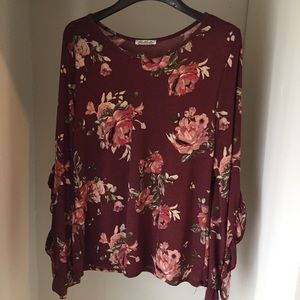 Floral Open-Sleeve Top